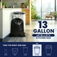 thumbnail image 3 of 13 gallon Extra Tall Drawstring Kitchen Trash Bags | Black 1.2 Mil, 24"W x 31"H (200Count), 3 of 4