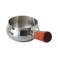 thumbnail image 1 of Copa de de acero inoxidable taza de condición multipropósito reutilizable taza de medición de cacerola con mango de madera para servir cocinar Plata, 1 of 8