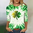 thumbnail image 4 of St Patricks Day Shirt Women 2025 Casual Plus Size 3/4 Sleeve Irish Clover Shirts Funny Saint Patrick's Tunic Tops, 4 of 4