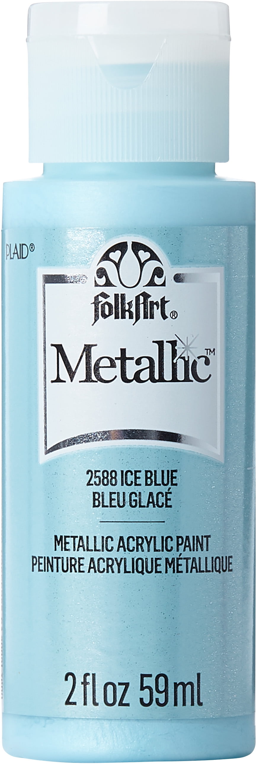 FolkArt Metallic Acrylic Craft Paint, Metallic Finish, Ice Blue, 2 fl