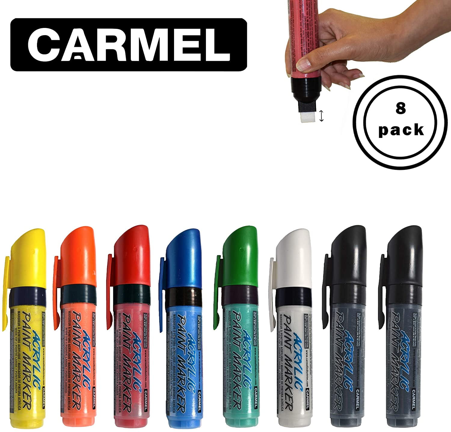 Carmel Acrylic Paint Marker Wide Tip, Permanent Waterbased Paint, Pack