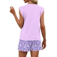 thumbnail image 6 of Two Piece Sets for Women Trendy Short Sets Beach Vacation Clothes Airport Travel Cruise Summer Outfits Purple Pink S, 6 of 6