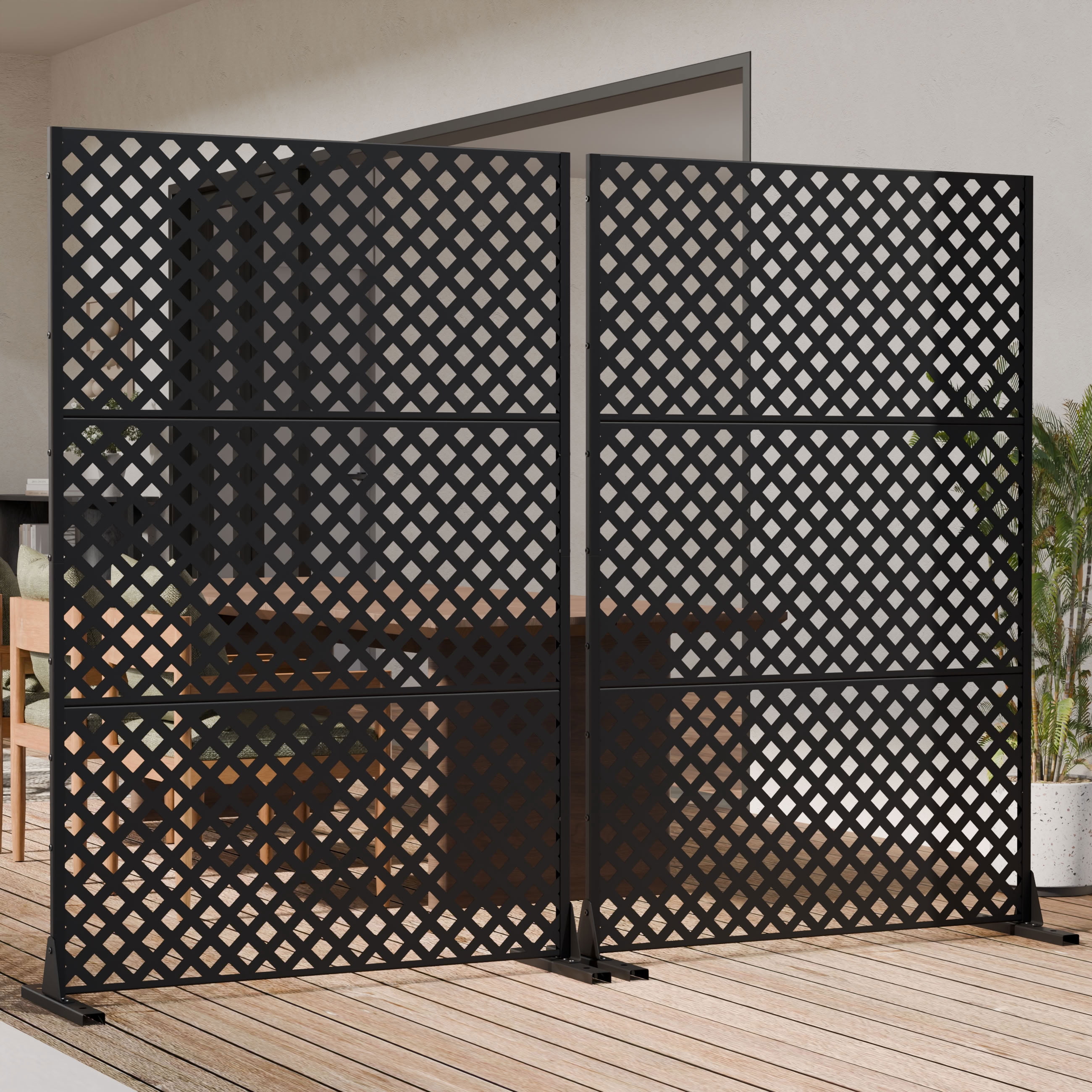 MAYEERTY 3 Panels Outdoor Privacy Screen, Metal Decorative Privacy Fence, Privacy Panel for Patio, Balcony, Backyard, Garden