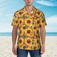 thumbnail image 2 of Pofeuu Colorful Bohemian Sunflower Print Hawaiian Shirt for Men Sleeves Casual Button Down Summer Beach Dress Shirts T-Shirts,Large, 2 of 7