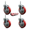 thumbnail image 2 of 5 Inch Red Poly Wheel Swivel 5/8 Inch Threaded Stem Caster Set with Brake, 2 of 2