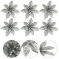 thumbnail image 3 of Gymnture 9 Glitter Poinsettia Xmas Tree Ornaments - Silver, 3 of 10