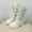 White, variant on Liyamei Kid's Girls Leather Lace-Up Zipper Riding Winter Boots (Toddler/Little Kid/Big Kid) Size 4-4.5 Years
