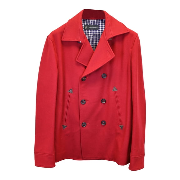 Pre-Owned Dsquared2 Double-Breasted Coat in Red Wool