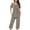 Dark Gray, variant on Censtreet Women's Pajama Sets Short Sleeve Sleepwear Round Neck Pj Loungewear Top and Capri Pants with Pockets