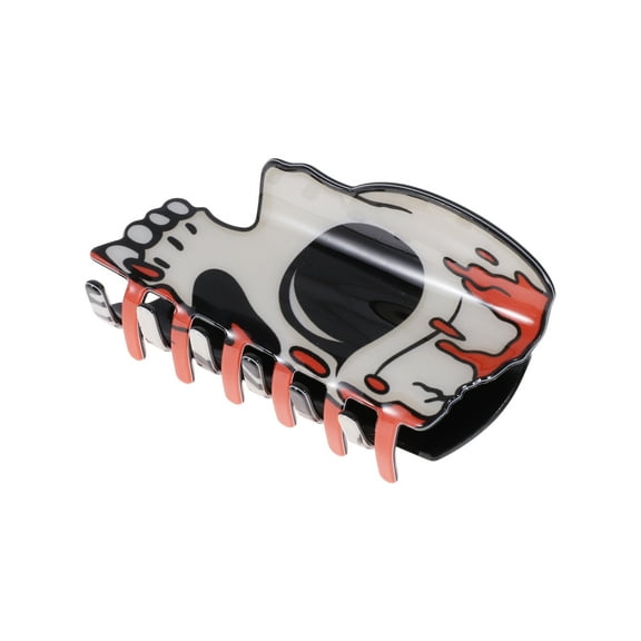 Unique Bargains 1 Pc Claw Clip Halloween Skeleton Hair Clip for Women Black Red
