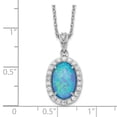 thumbnail image 6 of Auriga Fine Jewelry 925 Sterling Silver Rhodium-plated Cabochon Lab Created Blue Opal and Brilliant-cut CZ Oval Necklace for Women 18.5", 6 of 6