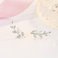 thumbnail image 3 of Leaf Stud Earrings Ear Climber Earrings for Women Small Olive Leaves Branch Cartilage Studs Silver Long Leaf Earrings Silver Shinning Chain Tassel Leaf Earrings, 3 of 18