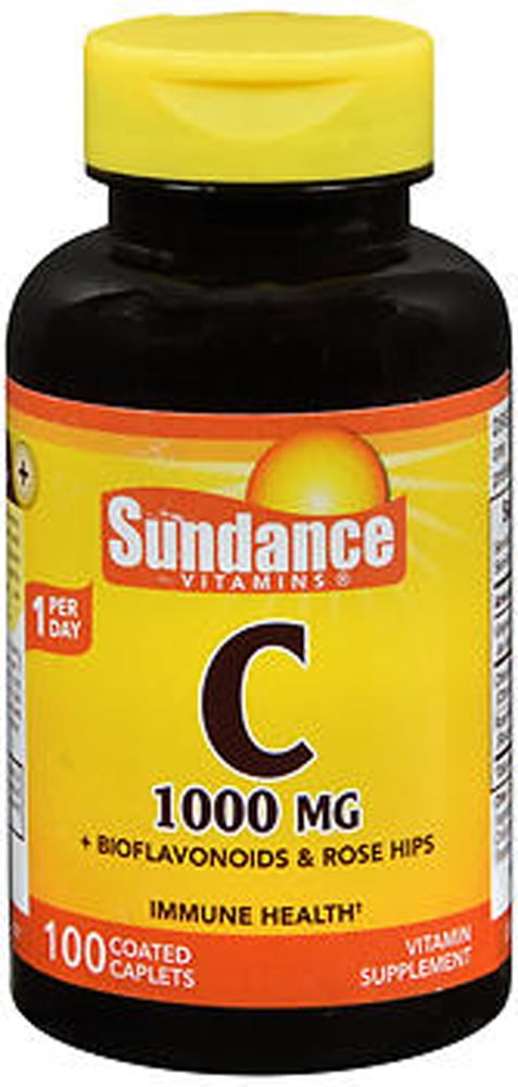 Sundance Vitamin C Bioflavonoids & Rose Hips Caplets, 1000 mg, 100 Count