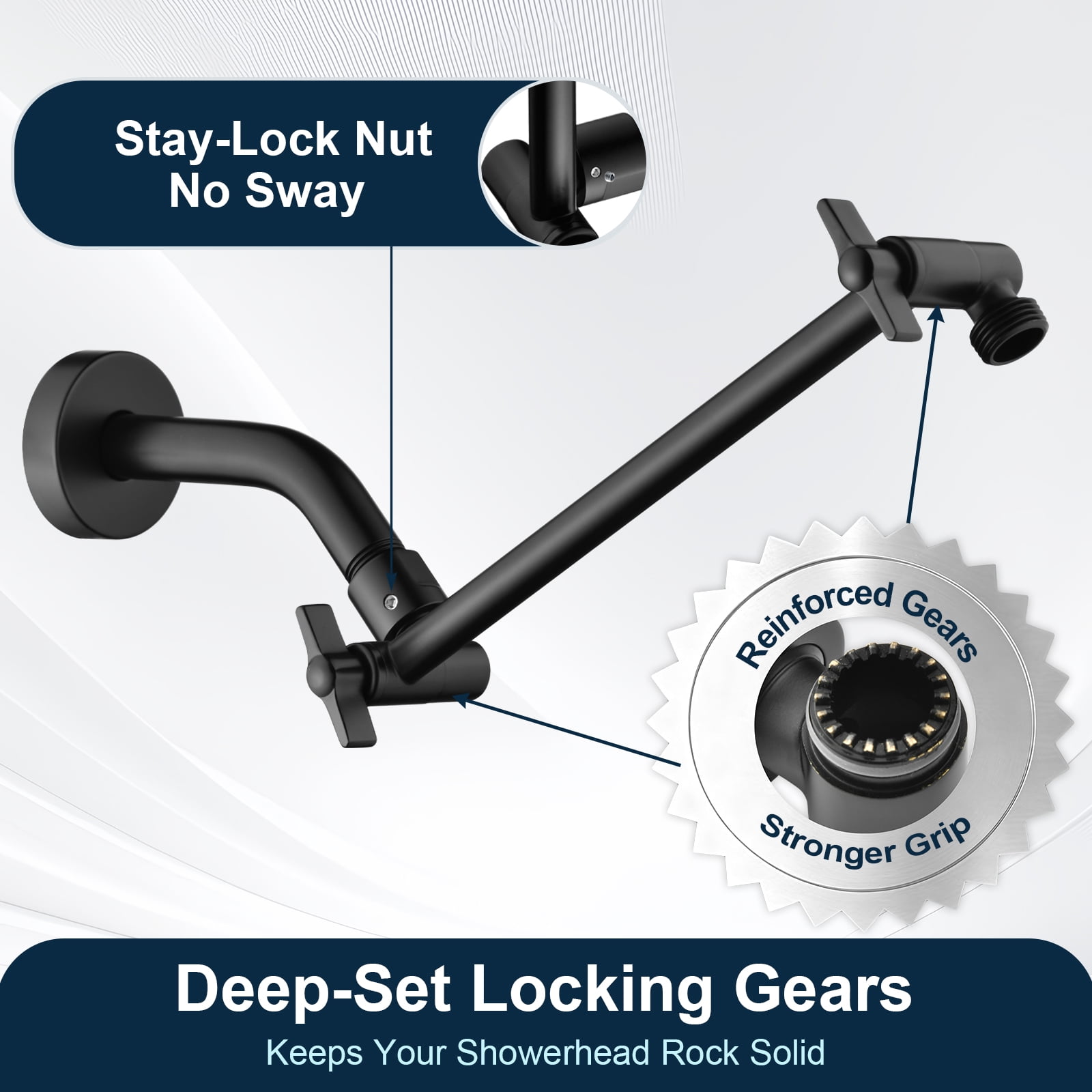 Bright Showers Brass Shower Arm Extender for Rain & Handheld Shower Head, 5” Universal Shower Head Extension Arm, Height & Angle Adjustable, Chrome
