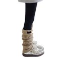 thumbnail image 4 of Hjtefg Girls' Knit Leg - Korean Style Ribbed Socks, Soft Slouchy Knee-Highs with Label Detail for Seasonal Wear,Color: Khaki Size: One Size, 4 of 4