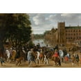 thumbnail image 2 of Pauwels van Hillegaert 14x11 Gold Ornate Wood Frame and Double Matted Museum Art Print Titled - The Princes of Orange and Their Families on Horseback, Riding Out from the Buitenhof, the Hague (C. 1, 2 of 4