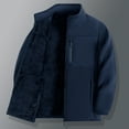 thumbnail image 2 of Fleece Jacket Men - Long Sleeve Full Zip Jacket Coat Mens Solid Color Stand Collar Chest Pocket Warm Winter Outwear (4XL, Dark Blue), 2 of 4