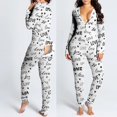 thumbnail image 2 of Mono de Navidad con botones para mujer, pijama funcional de manga larga con estampado, con solapa abotonada, ropa de dormir para adultos, 2 of 4
