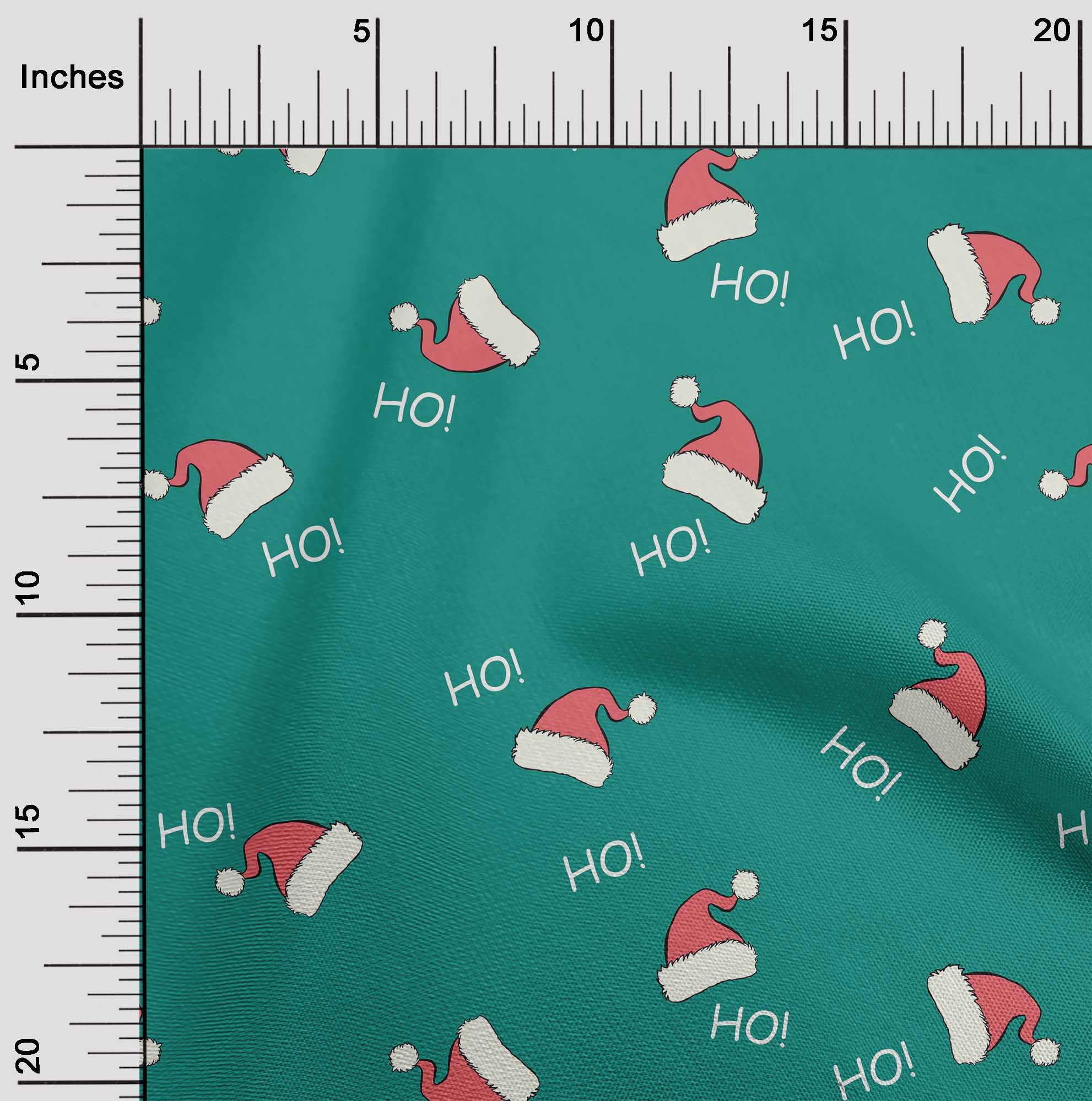 oneOone Cotton Poplin Twill Dark Teal Green Fabric Christmas Hats Craft Projects Decor Fabric Printed By The Yard 56 Inch Wide