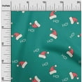 thumbnail image 2 of oneOone Cotton Cambric Dark Teal Green Fabric Christmas Hats Sewing Material Print Fabric By The Yard 42 Inch Wide, 2 of 4