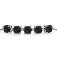 thumbnail image 3 of Gem Stone King 925 Sterling Silver Black Onyx and White Lab Grown Diamond Tennis Bracelet for Women (4.66 Cttw, Cushion Checkerboard 6MM, Gemstone Birthstone, Fully Adjustable up to 9 inch), 3 of 5