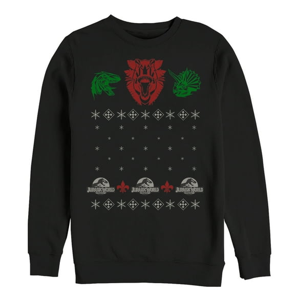 Men's Jurassic World Ugly Christmas Raptor  Sweatshirt Black Medium