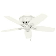 Hunter 42 inch Indoor Ceiling Fan with LED Lights - White Ceiling Fan with Pull Chain, For Bedroom, Living Room, or Kitchen, Low Profile Mount, No Remote, 5 Blades - Builder 51090, Snow White