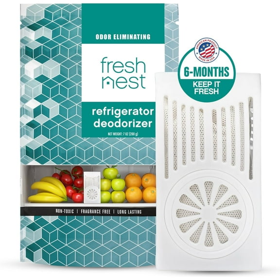 Fresh Nest Refrigerator Deodorizer with Zeolites (1-Pack) - Odor Eliminator for Fridge & Freezer - Outshines Baking Soda and Bamboo Charcoal Bags - Long-Lasting, & Safe