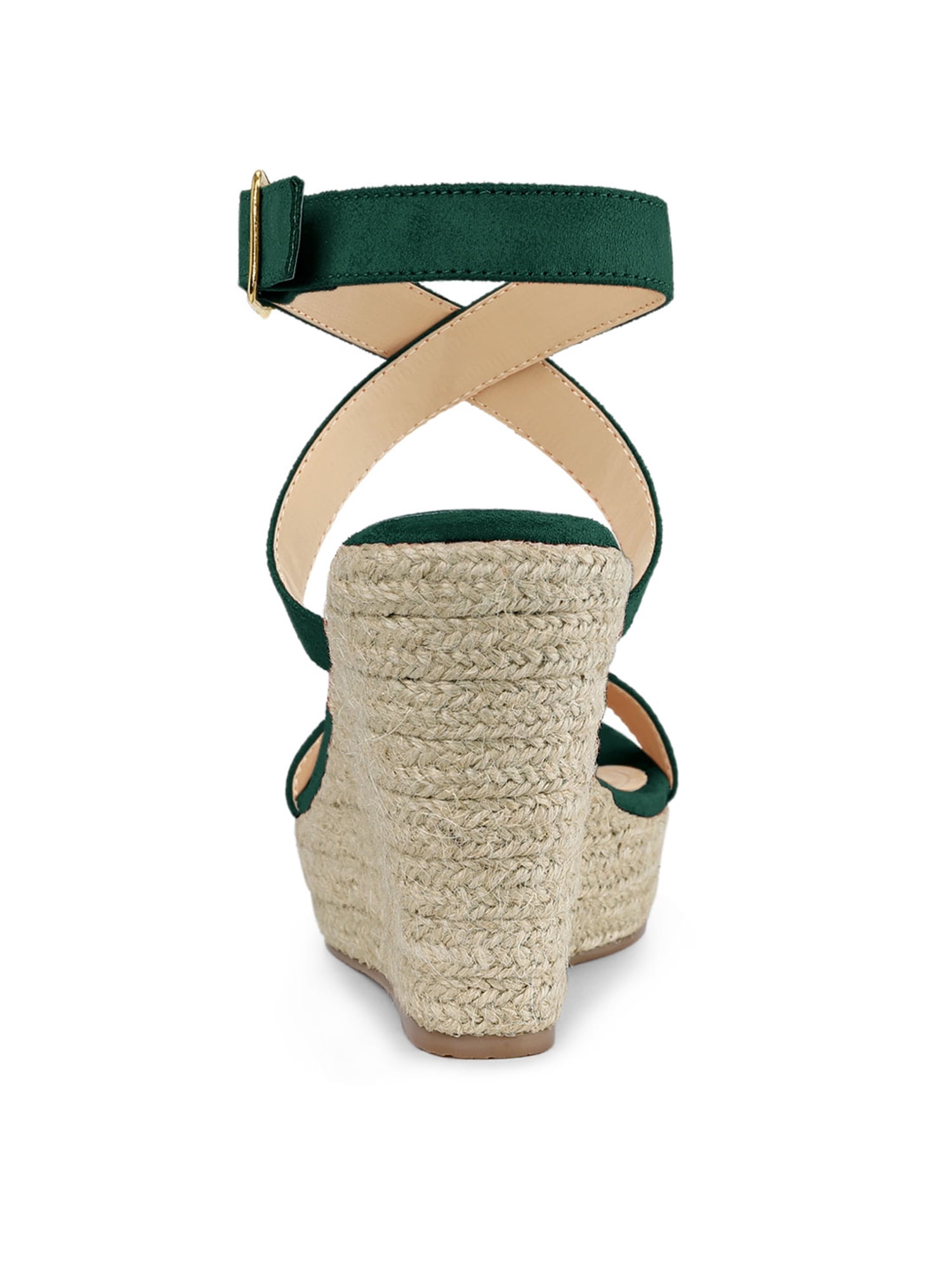 DARING DIVA Women's Slingback Crisscross Wedges Heel Espadrille Sandals Green 7