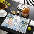 thumbnail image 3 of Blue Turtle Coastal Placemats Set of 4, Octopus Summer Beach Coral Starfish Placemats for Dining Table, Place Mats for Kitchen Tabletop, Waterproof Wipeable Dining Table Mats Set, 3 of 9