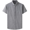 thumbnail image 1 of Mens Manga Corta Botón Abajo Camisas Negocios Turndown Cuello Raya Camisa de Bolsillo, Blusa de Manga Corta, 1 of 1
