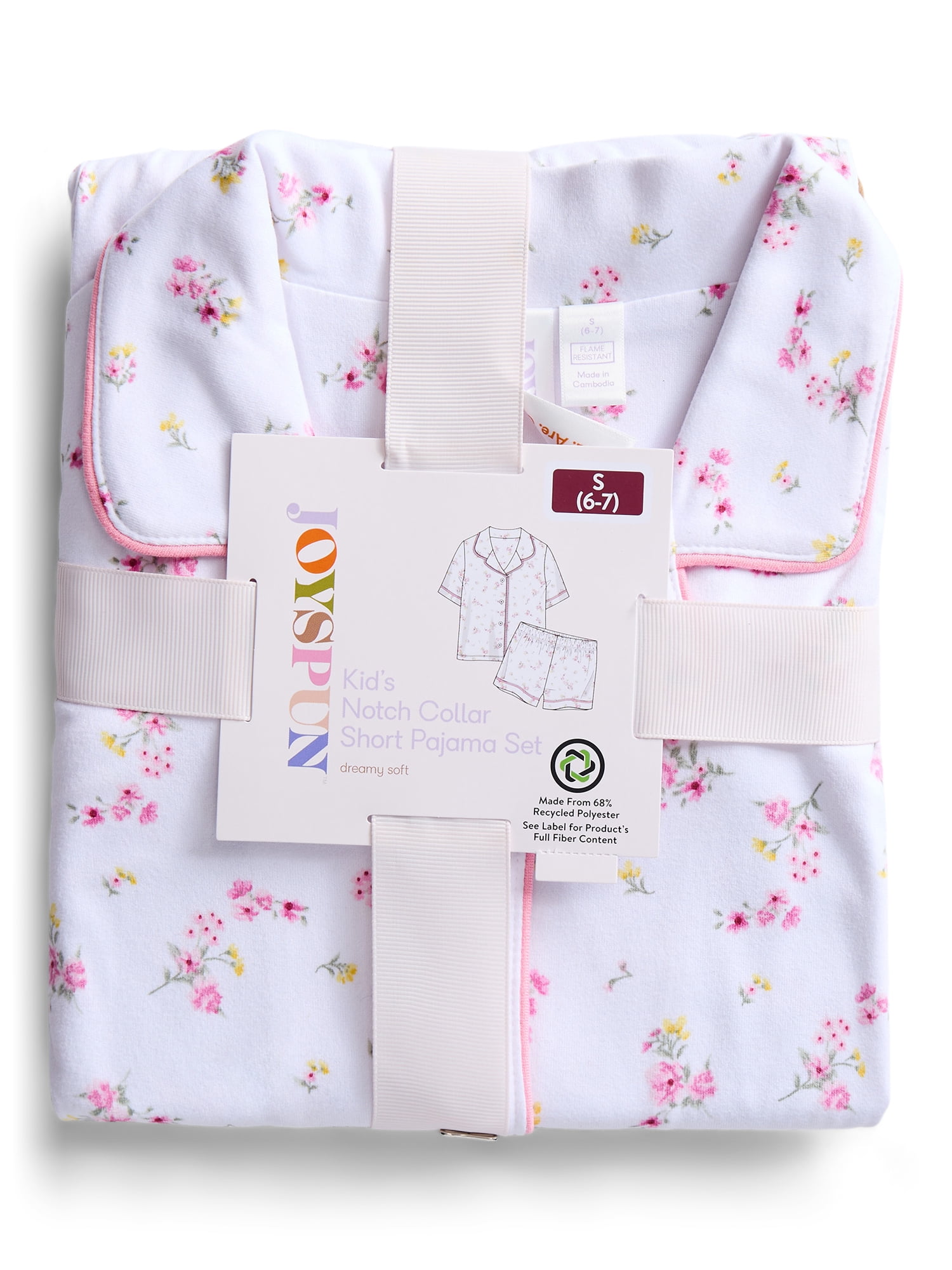 Joyspun Girls Mommy and Me Notch Collar Top and Shorts Family Matching Pajama Set, Sizes XS-XXL