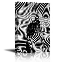 wall26 - Canvas Wall Art - Abstract Woman with Zebra Stripe in Black and White - Giclee Print Gallery Wrap Modern Home Art Ready to Hang - 16x24 inches
