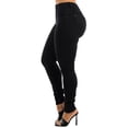 thumbnail image 5 of Moda Xpress Women's Junior Butt Lifting Mid Rise Stretchy Black Skinny Jeans 10524A, 5 of 6