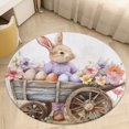 thumbnail image 5 of Easter Bunnies Rabbits Floral Medallion Round Rug - Small Round Area Rug, Soft Non-Slip Machine Washable Bedroom Mat Indoor Accent Entry Carpet for Office Desk Dorm Hallway, 5 of 7