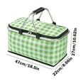 thumbnail image 3 of tzyudk Folding Picnic Basket Large Capacity Outdoor Gift Camping Thermal Bag Handheld Aluminium Foil Thickened Fabric Car Picnic Bag Storage Bag Storage Affordable Useful Green Plastic, 3 of 6