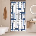 thumbnail image 2 of Boho Shower Curtain Geometrical Fabric Shower Curtain for Bathroom Blue Grey Geometry Lines Textured Waterproof Shower Curtain Set with Hooks 36x72 inches, 2 of 6