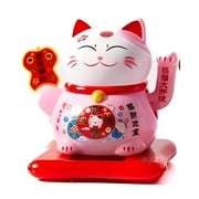 Lucky Cat Solar Powered Waving Cat Maneki Neko Japanese Cat Statue Lucky Cat Toy 3 inch , 5 Pack