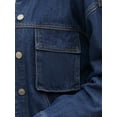 thumbnail image 5 of INSPIRE CHIC Women's Oversized Denim Button Down Chest Flap Pockets Jean Jacket M Dark Blue, 5 of 6