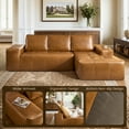 thumbnail image 4 of XIZZI 106.3" Modular Sectional Sofa, Luxe Synthetic Leather Sofa with High Density Foam and Pocket Springs, No Assembly, Cloud Boneless Couch for Living Room,Right Chaise, Brown, 4 of 9