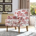 thumbnail image 1 of Silla de acento, Sillón floral, Decoración de cabeza de uñas, Rojo y blanco, Patas de madera maciza, Muebles de granja, 1 of 5