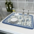 thumbnail image 6 of Chinoiserie Dish Drying Mat 18x24in Blue White Oriental Floral Birds Kitchen Drainer Mats Porcelain Flowers Absorbent Microfiber Dish Drying Pad Large for Countertop Home Decor, 6 of 6