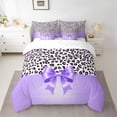 thumbnail image 2 of Homewish Leopard Print 7-Piece Bedding Comforter Set For Teens Boys Girls,Kawaii Bow King Bedding Sets,Black Purple Ultra Soft Bed Sheets,Super Cozy Room Decor,Reversible, 2 of 8