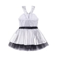 thumbnail image 5 of iEFiEL Girls Metallic Sequins Tutu Dress Dancewear Ballet Performance Skirted Leotard Silver 14, 5 of 7