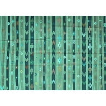 Ahgly Company Machine Washable Indoor Rectangle Southwestern Turquoise Blue Country Area Rugs, 5' x 7'