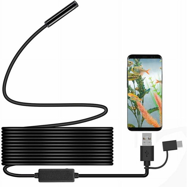 Endoscopio, IHONG Android OTG 5M Cámara de inspección de boroscopio de video HD a prueba de agua con 6 luces LED Cable de seguridad Adecuado para teléfonos inteligentes y computadoras