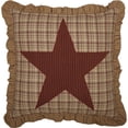thumbnail image 6 of VHC Brands Dawson Star Appliqued Cotton Rustic Farmhouse Bedding Square 18x18 Filled Pillow Ruffled Red, 6 of 6