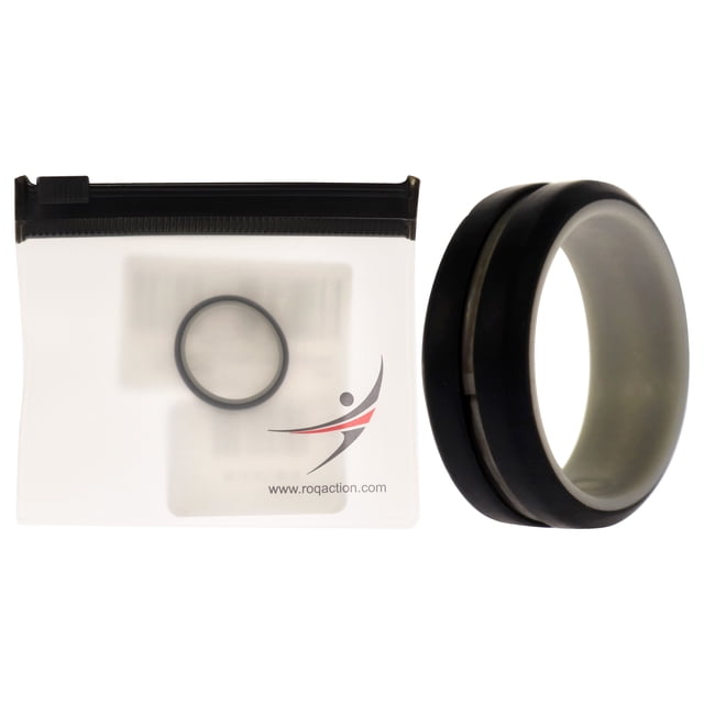 Anillo de boda de silicona de 2 capas ROQ Gris-Negro 10 mm para hombre