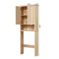 thumbnail image 6 of YOCWO Over The Toilet Storage Cabinet, Mid Century Storage Cabinet Over Toilet with 2 Doors and Open Shelf, Home Space Saver for Bathroom, Living Room, Oak, 6 of 8