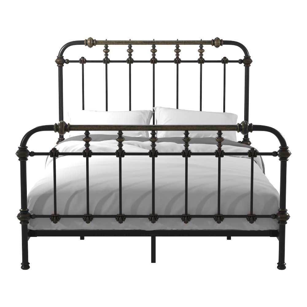ENITIAL STAR Cecil Transitional Metal Queen Spindle Bed in Antique Black